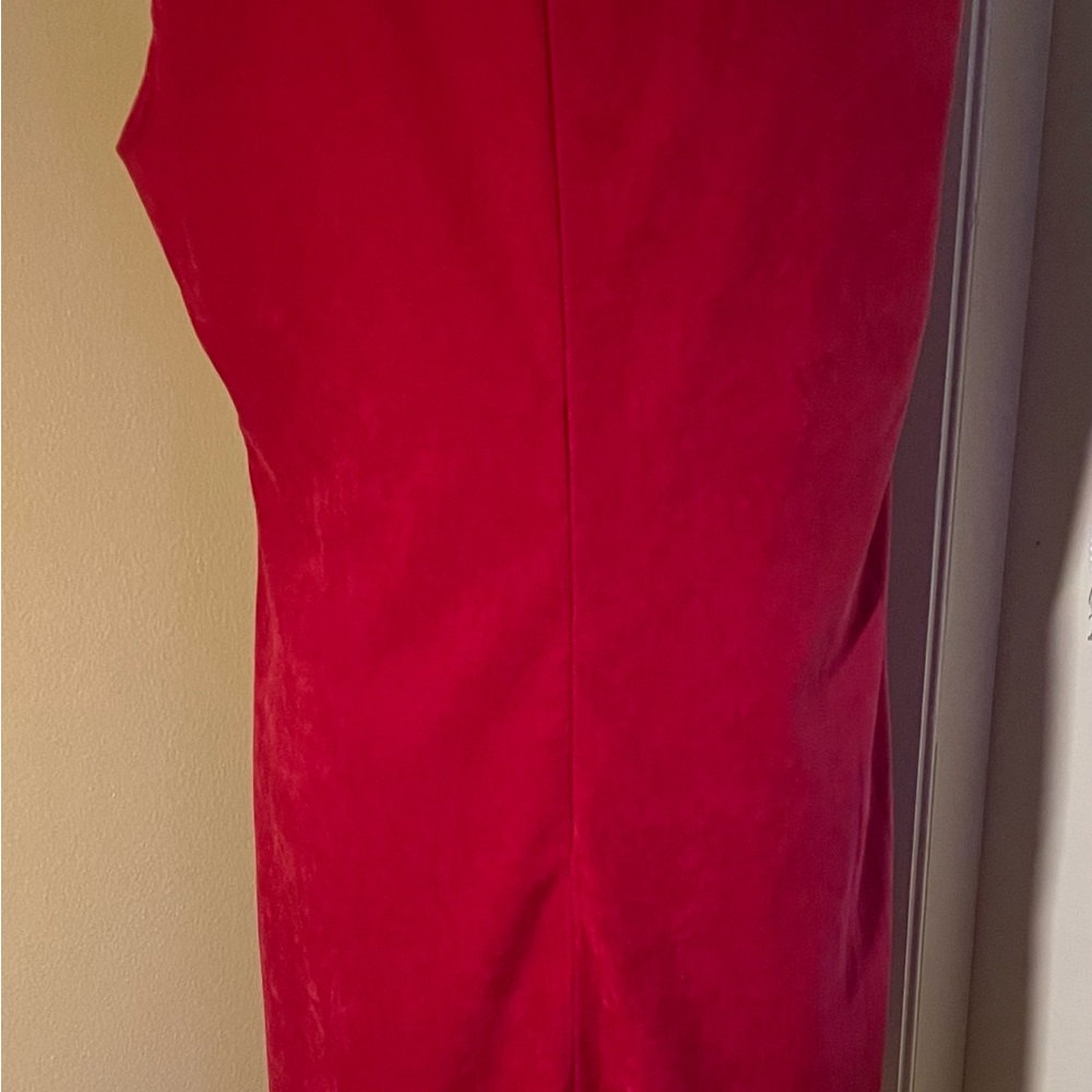 Vintage 90s Velvet Floral Sleeveless V-Neck Sheath Dress Red  Sz 12 Feminine - Picture 2 of 6